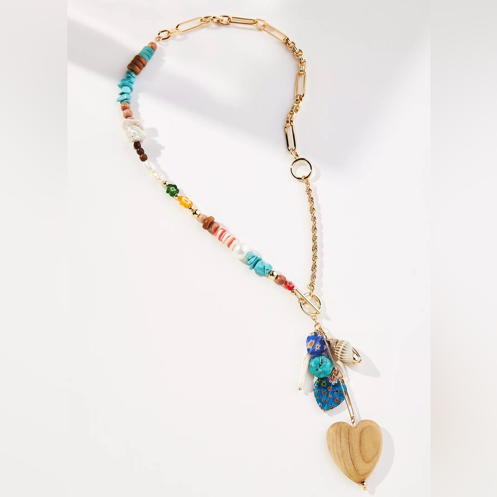 Dannijo Francesca Goldtone & Mixed Media Lariat Necklace NWT - Picture 9 of 17